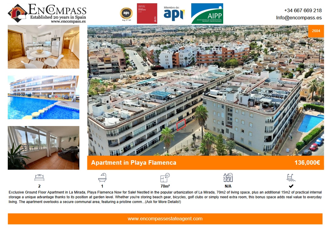 Playa flamenca apartment for sale