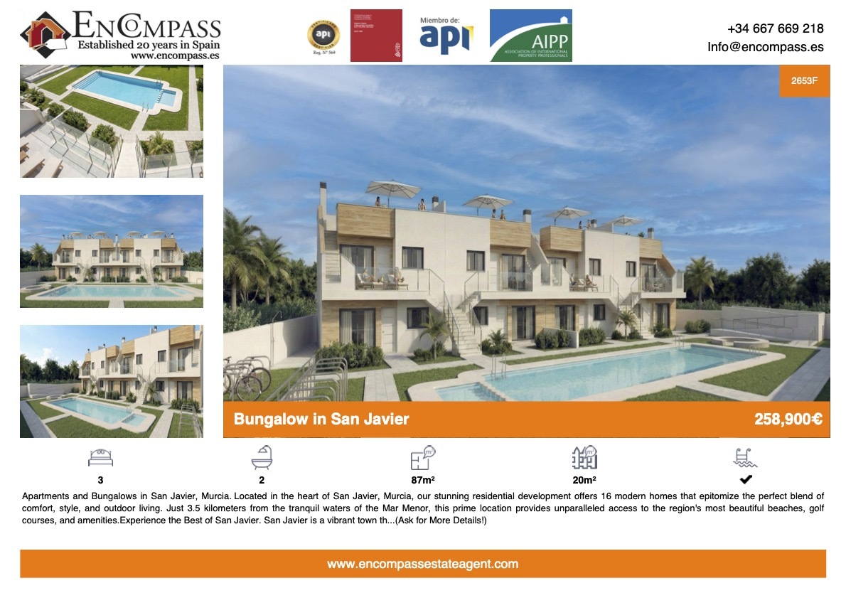 Bungalows for sale in San Javier Murcia 2653F