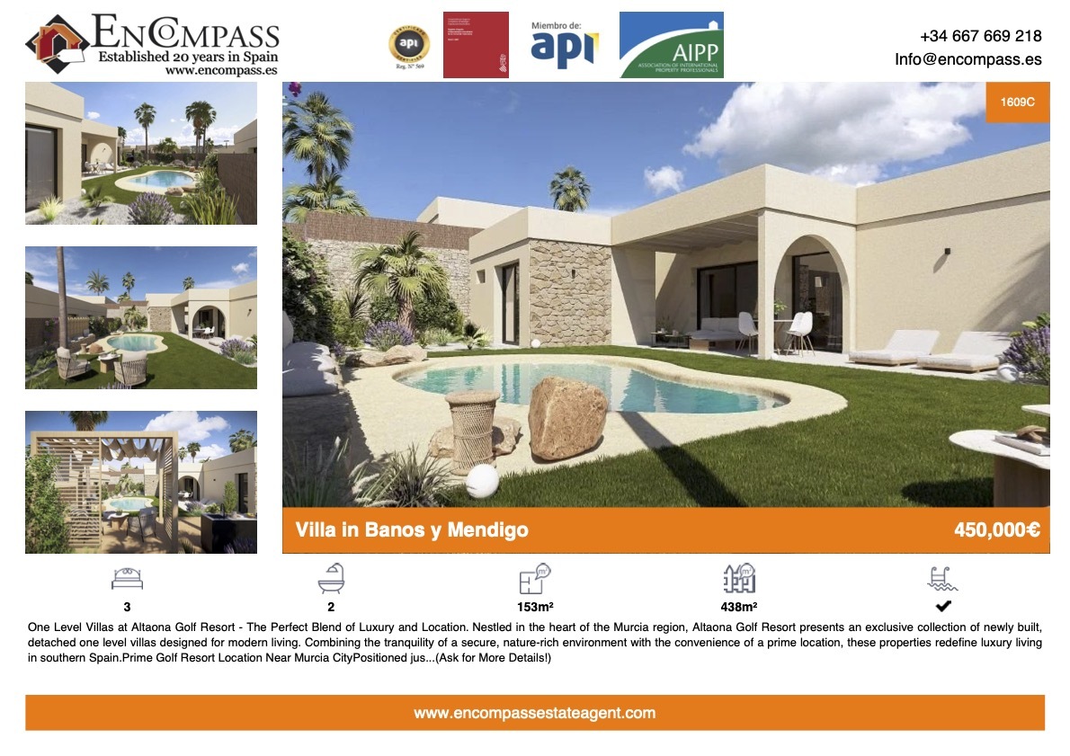 Villa for sale Banos y Medigo Altaona Golf Resort Murcia 1609C