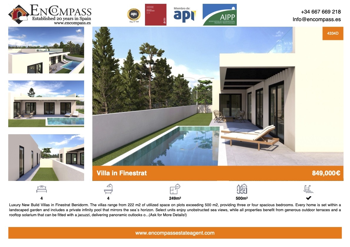 Modern new villas for sale in Finestrat Benidorm